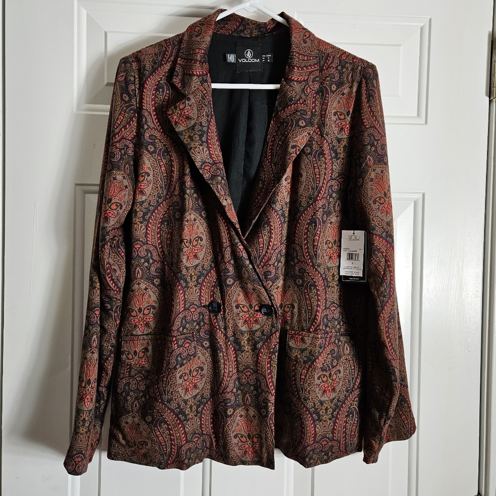 NEW! Volcom Multicolor Vinyl Club Paisley Blazer Size S